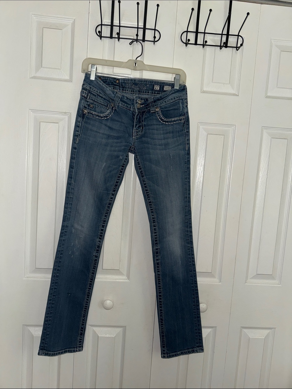 Miss Me Straight Leg Jeans in Medium Blue Denim